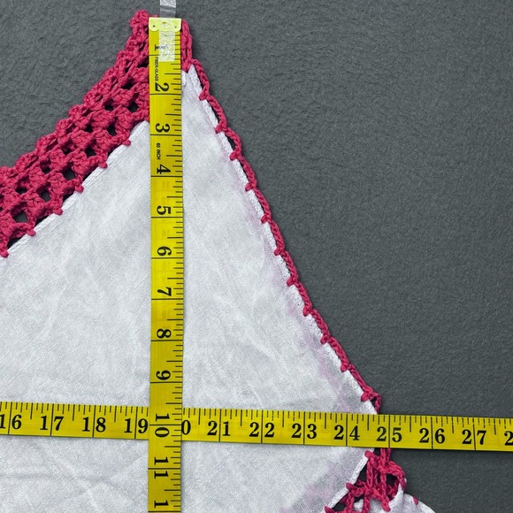 Boho Women Crochet Fringe Handkerchief Top White Pink One Size Festival - Picture 10 of 10